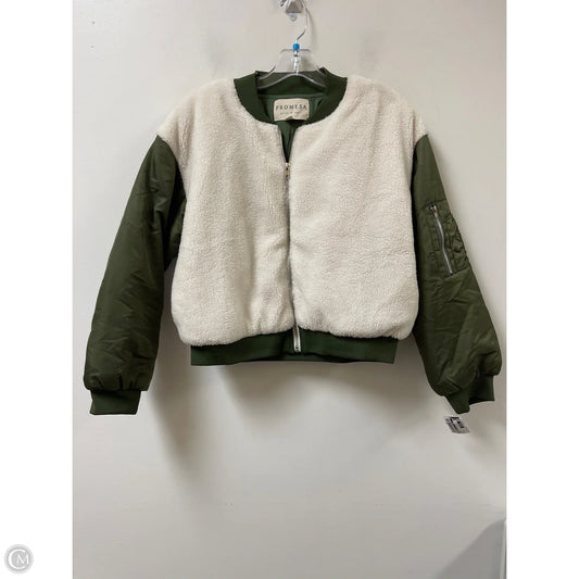 Jacket Faux Fur & Sherpa By Promesa In Green, Size: S