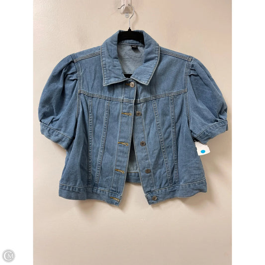 Blouse Short Sleeve By Shein In Blue Denim, Size: L