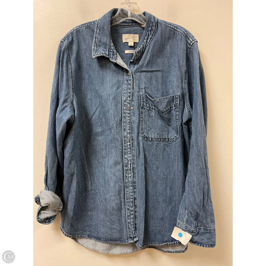 Blouse Long Sleeve By Universal Thread In Blue Denim, Size: L
