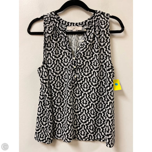 Top Sleeveless By Loft In Black & White, Size: M