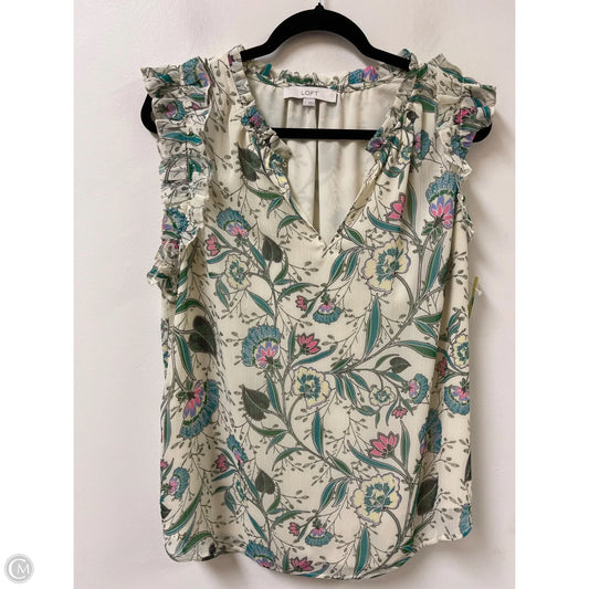 Top Sleeveless By Loft In Floral Print, Size: L