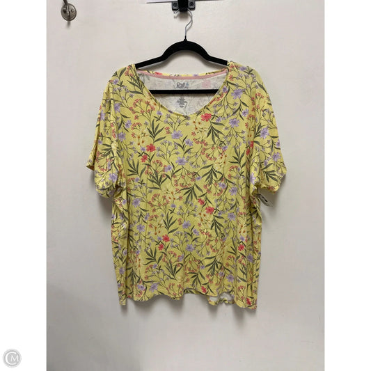 Top Short Sleeve By Croft And Barrow In Yellow, Size: 2x