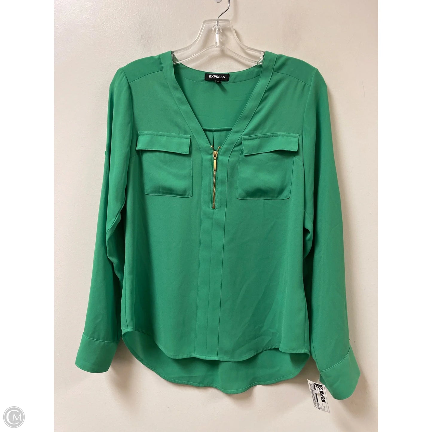 Top Long Sleeve By Express In Green, Size: Xs