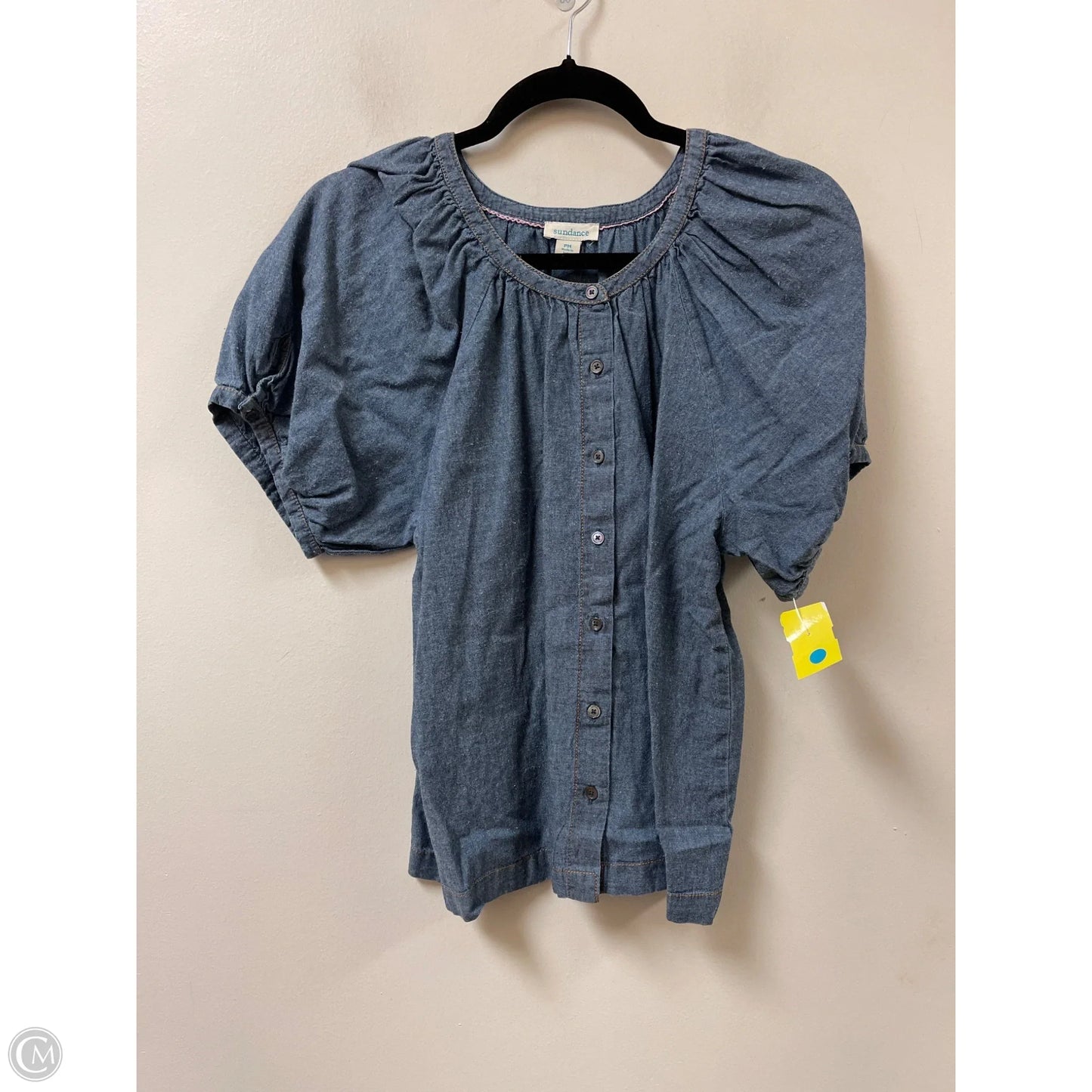 Blouse Short Sleeve By Sundance In Blue Denim, Size: Mp