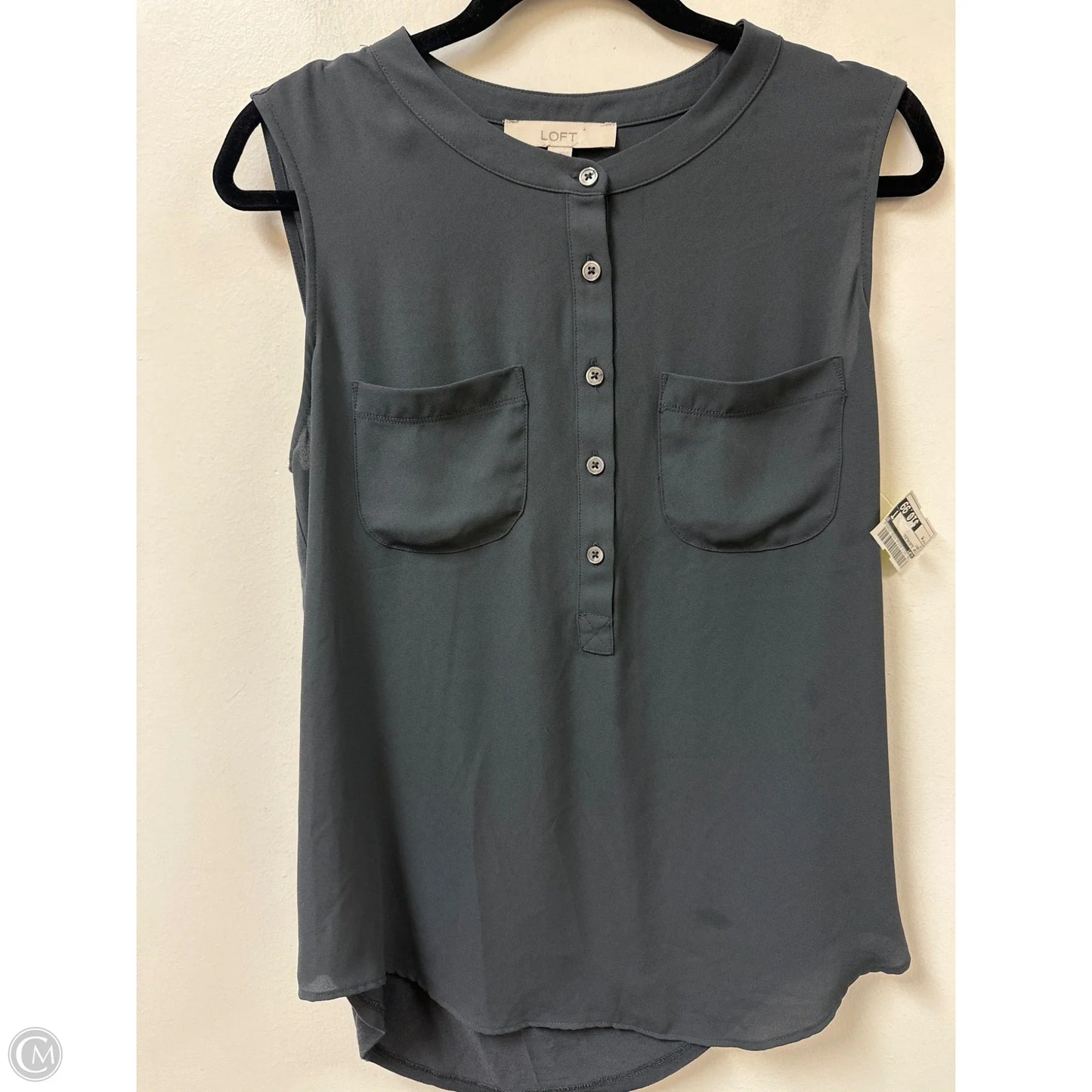 Top Sleeveless By Loft In Grey, Size: M