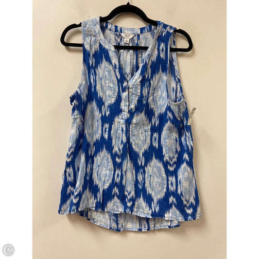 Top Sleeveless By Crown And Ivy In Blue & White, Size: L