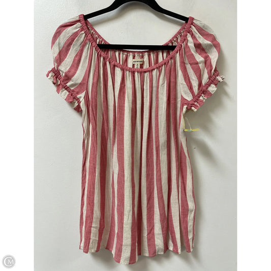 Top Short Sleeve By Max Studio In Pink & White, Size: M