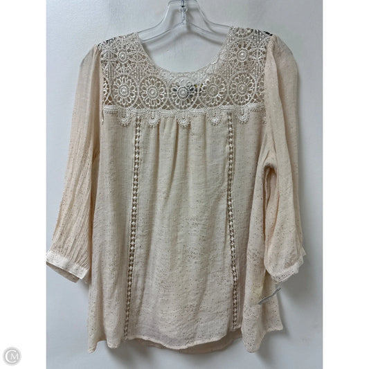 Top Long Sleeve By Figuero & Flower In Cream, Size: M