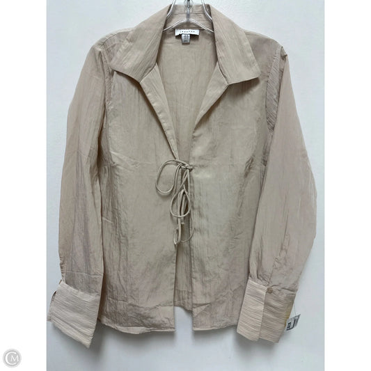 Blouse Long Sleeve By Topshop In Tan, Size: L