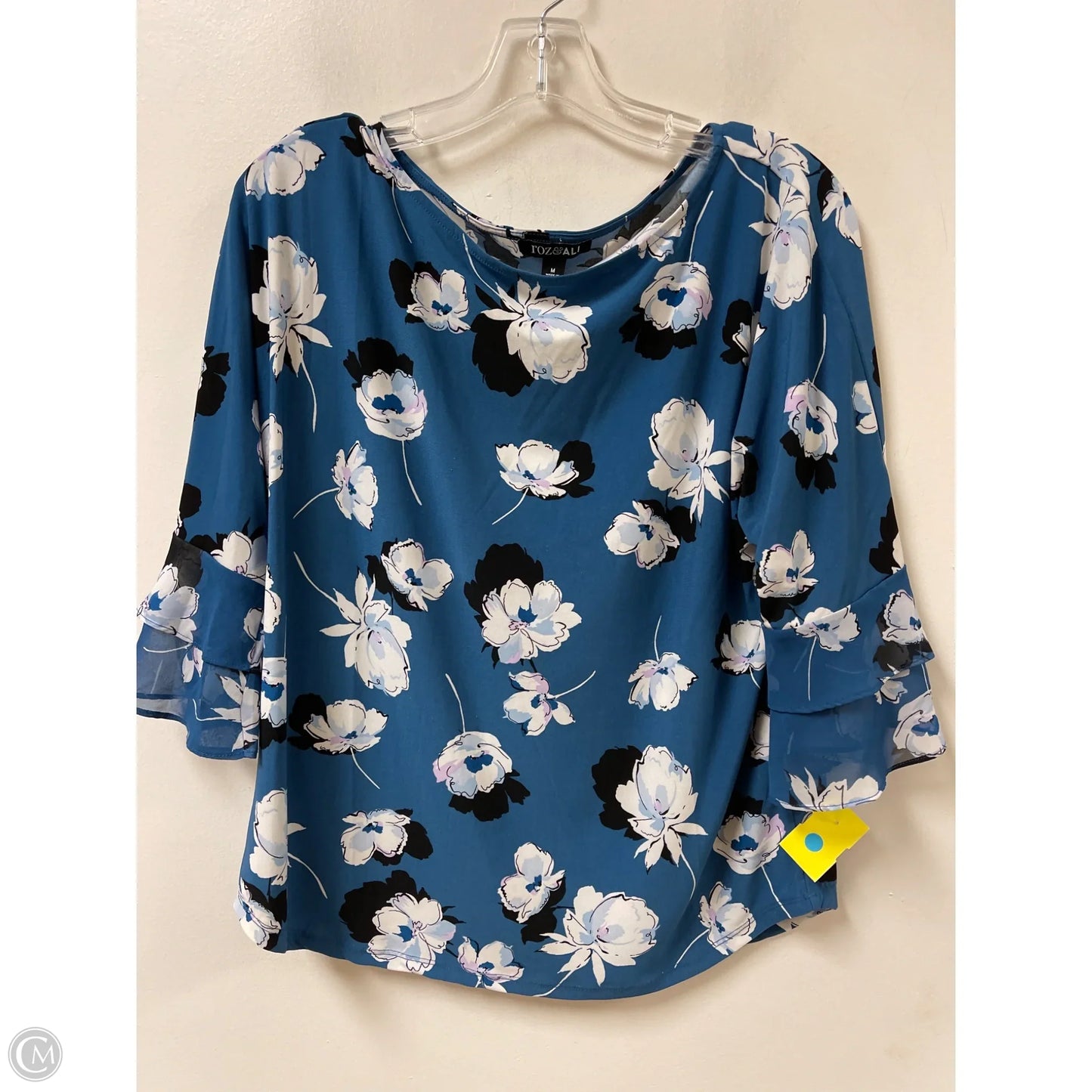 Top Long Sleeve By Roz And Ali In Blue, Size: M