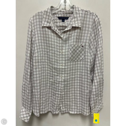 Blouse Long Sleeve By Tommy Hilfiger In Plaid Pattern, Size: M