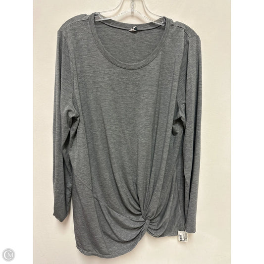 Athletic Top Long Sleeve Collar By Xersion In Grey, Size: Xl