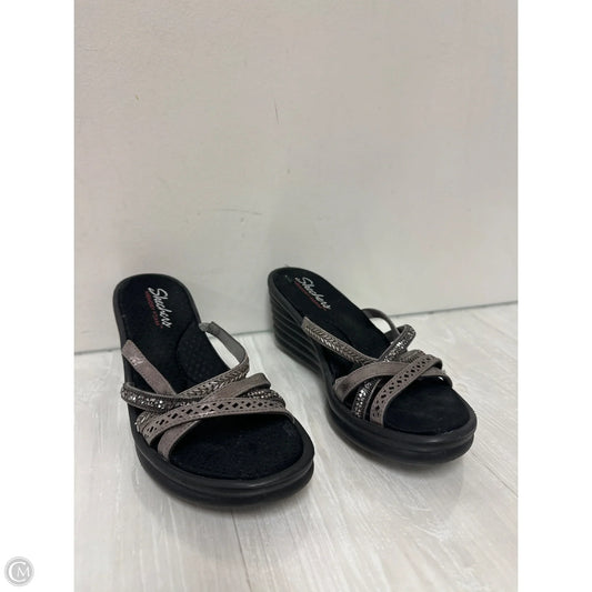 Sandals Heels Wedge By Skechers In Black, Size: 6.5