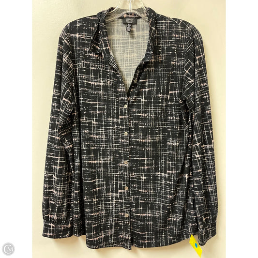 Blouse Long Sleeve By Jones New York In Black & Pink, Size: M
