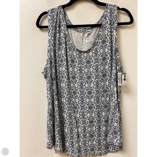 Top Sleeveless By Dip In Blue & White, Size: 2x