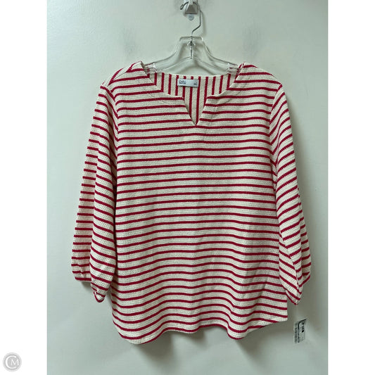 Top Long Sleeve By Croft And Barrow In Pink & White, Size: L