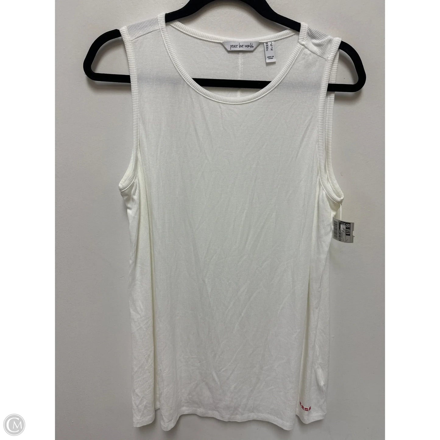 Top Sleeveless By Peace Love World In White, Size: L