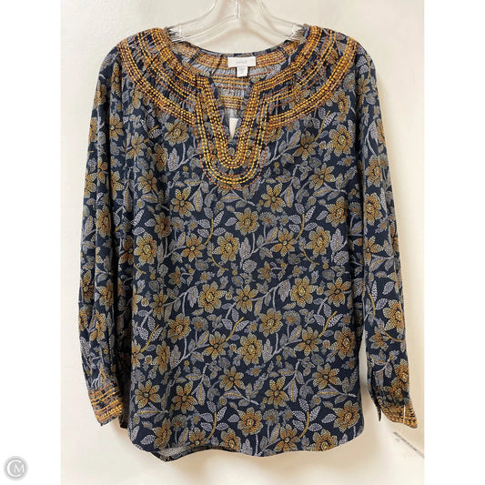 Top Long Sleeve By Pure Jill In Blue & Yellow, Size: Xsp