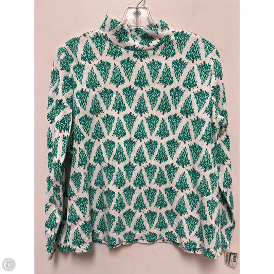 Top Long Sleeve By Kim Rogers In Green & White, Size: M