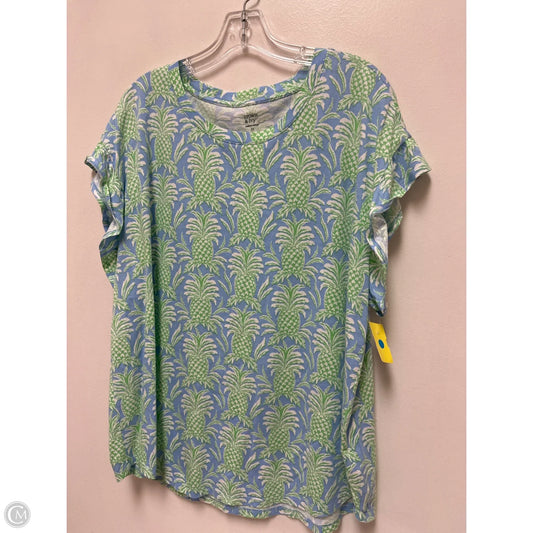 Top Short Sleeve By Crown And Ivy In Blue & Green, Size: 2x