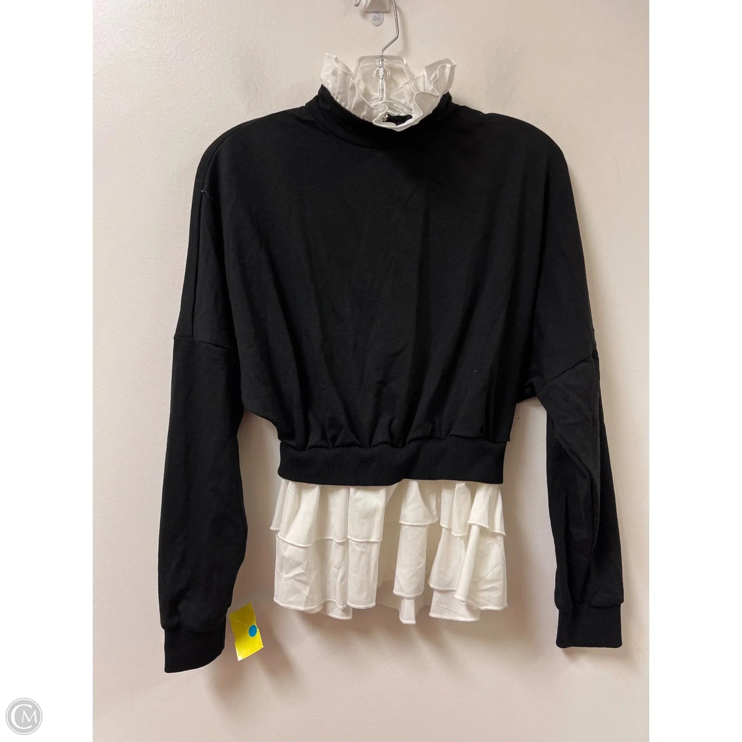 Top Long Sleeve By Shein In Black & White, Size: S