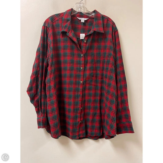Blouse Long Sleeve By Old Navy In Red, Size: 3x