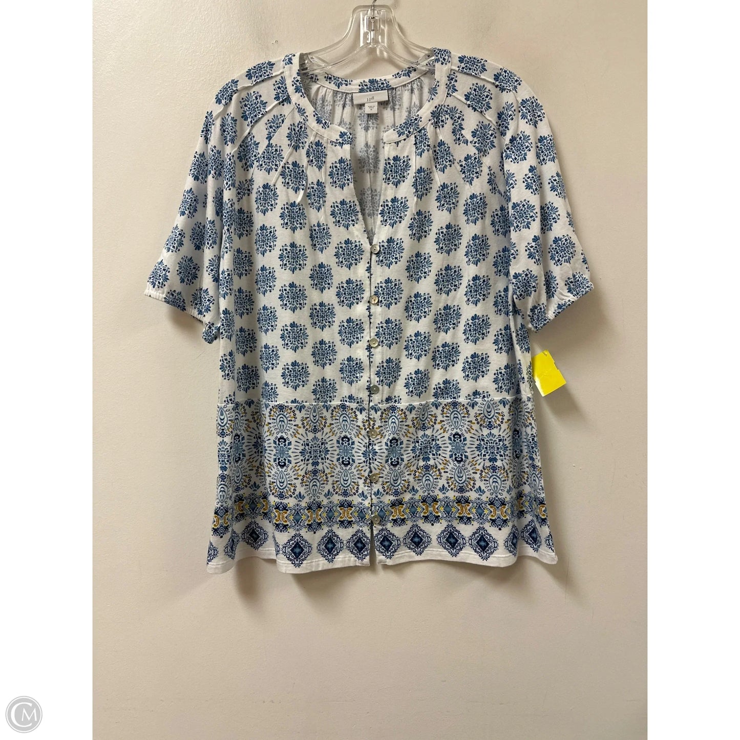 Blouse Short Sleeve By J. Jill In Blue & White, Size: M
