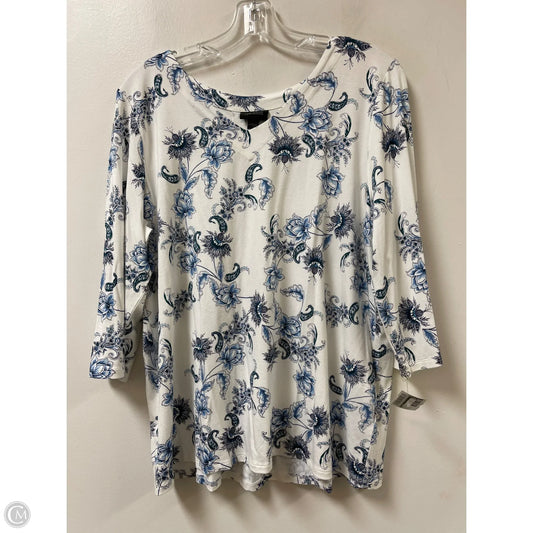 Top Long Sleeve By J. Jill In Blue & White, Size: L