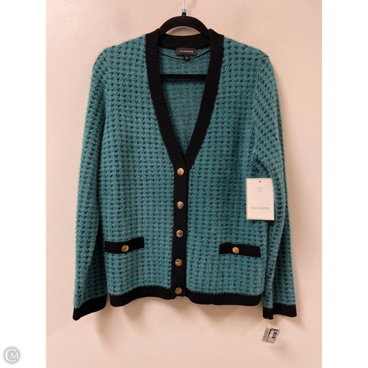 Sweater Cardigan By Calligraphie In Black & Blue, Size: L