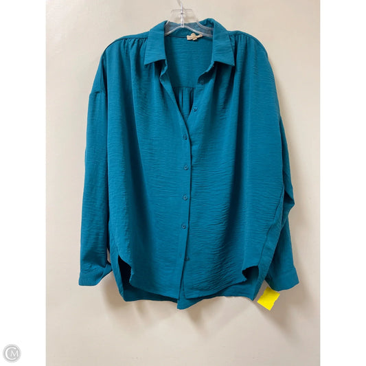 Blouse Long Sleeve By Jodifl In Teal, Size: M