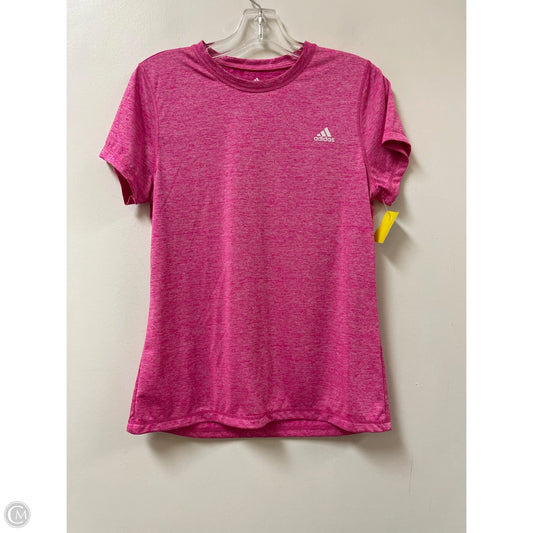 Athletic Top Short Sleeve By Adidas In Pink, Size: M