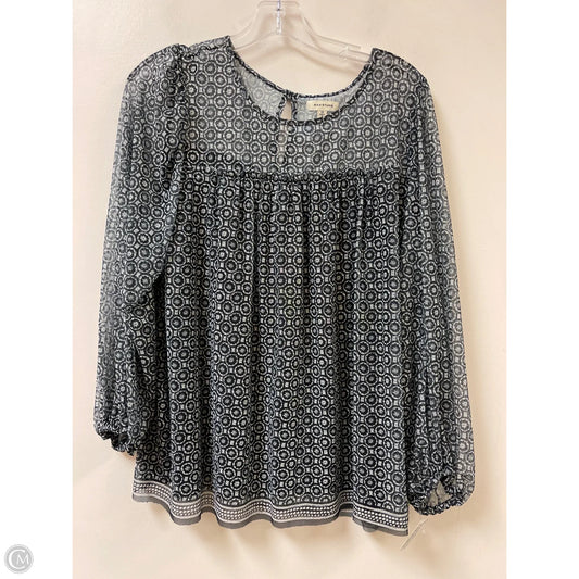 Top Long Sleeve By Max Studio In Black & White, Size: 1x