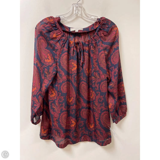 Top Long Sleeve By Loft In Red, Size: S