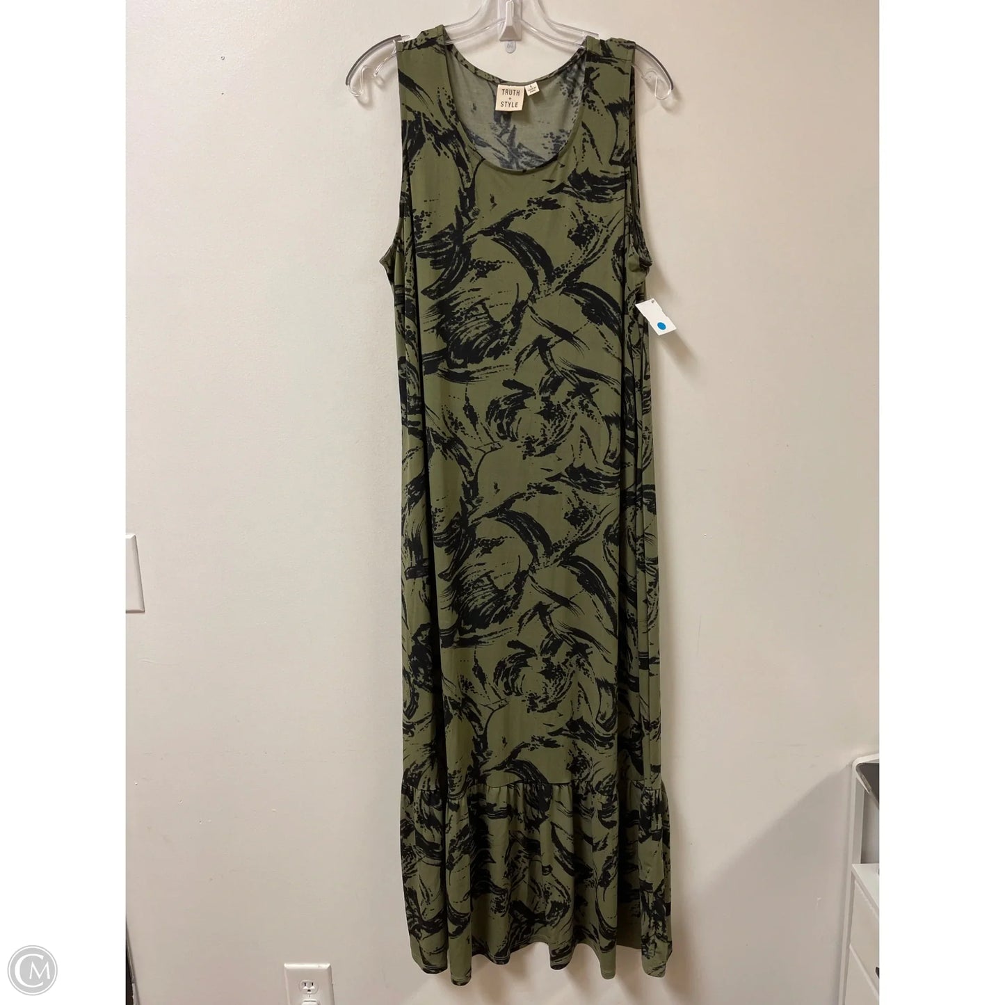 Dress Casual Maxi By Clothes Mentor In Black & Green, Size: L