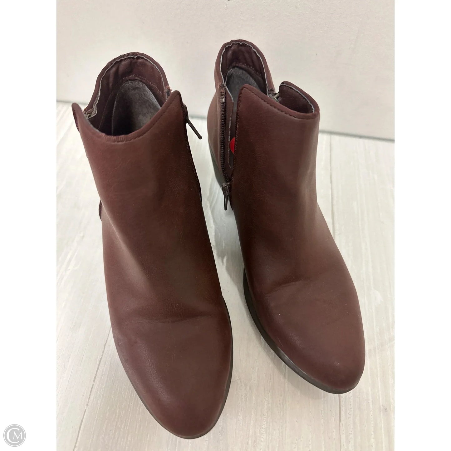 Boots Ankle Heels By Esprit In Brown, Size: 6