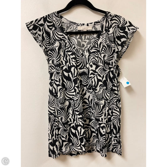 Top Short Sleeve By Loft In Black & White, Size: M