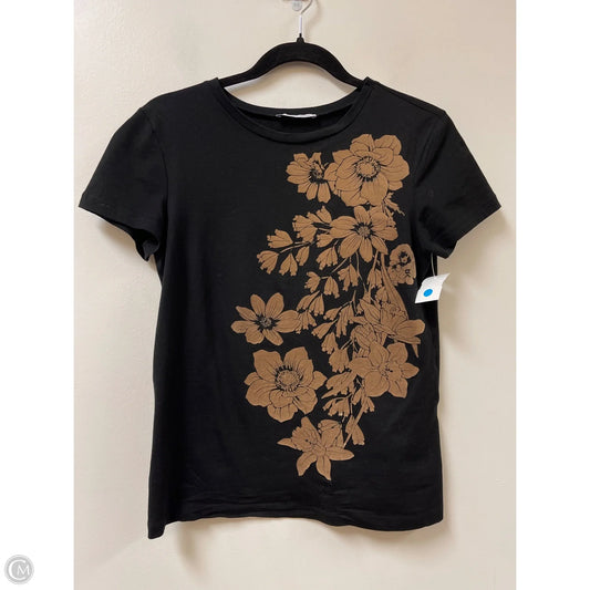 Top Short Sleeve By Zara In Black & Brown, Size: S