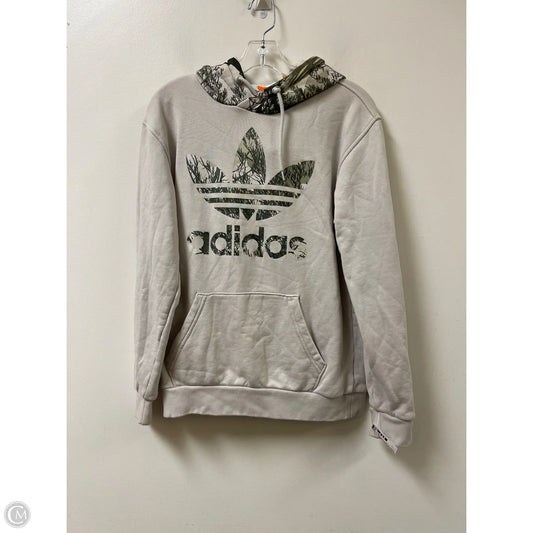 Athletic Sweatshirt Hoodie By Adidas In Green & Grey, Size: S