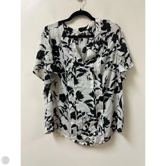 Top Short Sleeve By Liz Claiborne In Black & White, Size: Xl