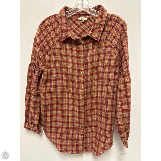 Blouse Long Sleeve By Kori America In Red & Yellow, Size: S