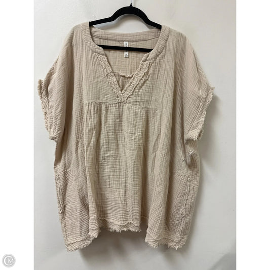 Top Short Sleeve By Zenana In Cream, Size: 3x