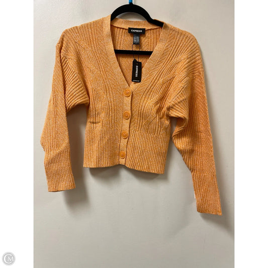 Cardigan By Express In Orange, Size: Xs