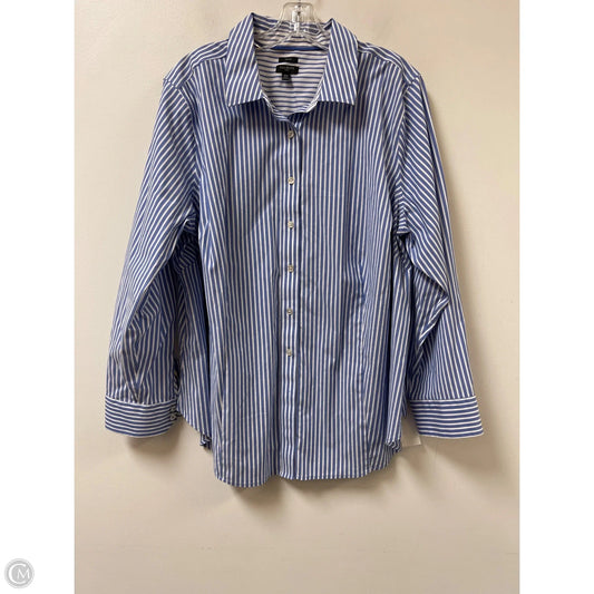 Blouse Long Sleeve By Talbots In Blue & White, Size: 2x