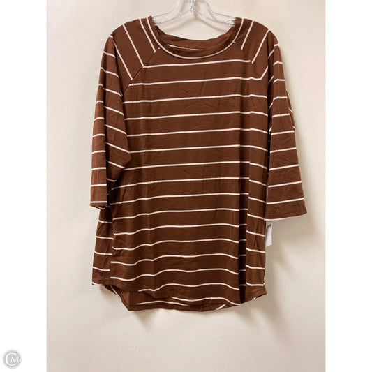 Top Long Sleeve By Tickled Teal In Brown, Size: 1x