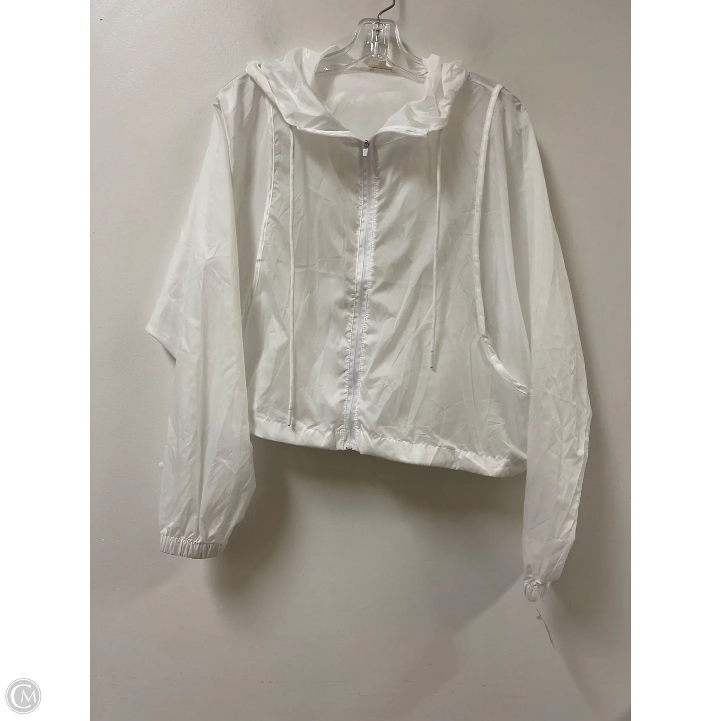Athletic Jacket By Clothes Mentor In White, Size: 1x