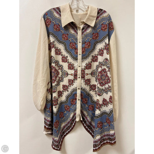 Blouse Long Sleeve By Cato In Cream, Size: 4x