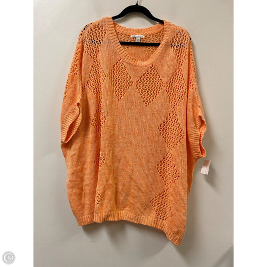 Sweater Short Sleeve By Cato In Orange, Size: 4x