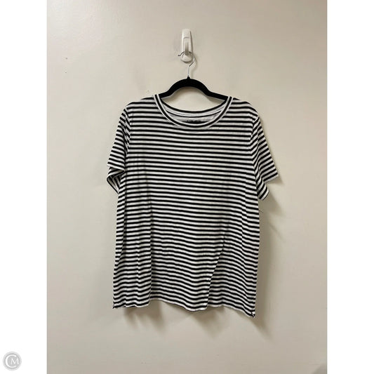 Top Short Sleeve By Loft In Black & White, Size: Xl