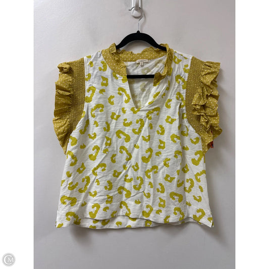 Top Short Sleeve By Jodifl In White & Yellow, Size: L