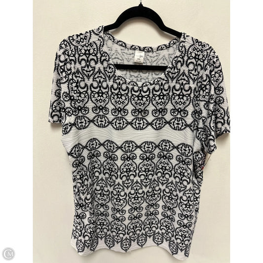 Top Short Sleeve By East 5th In Black & White, Size: 1x